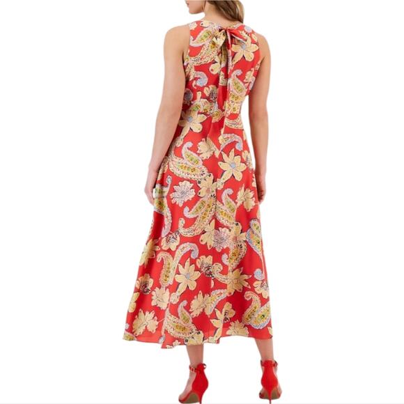 TAHARI ASL Women's Paisley-Print Tie-Back Maxi Dreess Size 4 P Petite New! - Picture 3 of 9